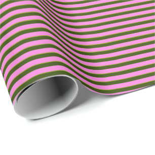 Ljus rosa och grön retro-randig modern presentpapper