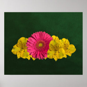 Ljus Rosa och Gula blommor Skriv ut Poster