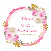 Ljus Rosa och Guld Elegant Flower Sweet sixteen