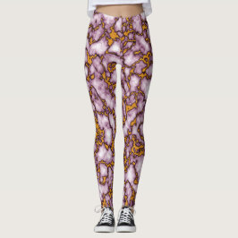 Ljus rosa och guld marmorerad texturdesign leggings