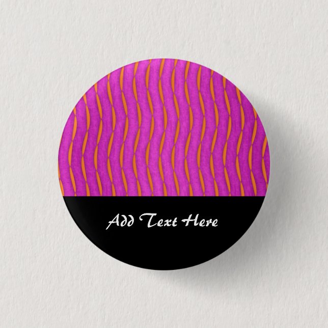 Ljus rosa och orangea abstrakta moderna ränder knapp (Framsida)