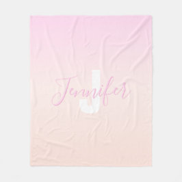 Ljus rosa och persikofärgad gradient Ombre Namn &  Fleecefilt