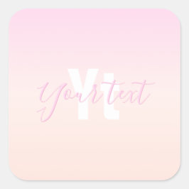 Ljus rosa och persikofärgad gradient Ombre Namn &  Fyrkantigt Klistermärke