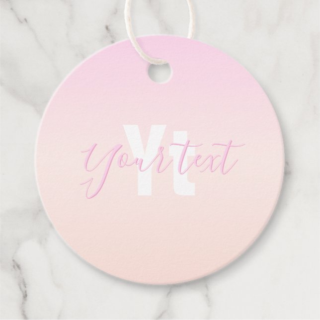 Ljus rosa och persikofärgad gradient Ombre Namn &  Gåvor Etiketter (Framsida)