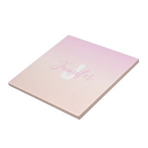 Ljus rosa och persikofärgad gradient Ombre Namn &  Kakelplatta