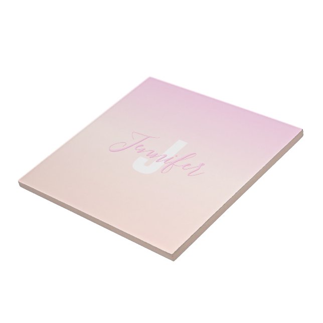 Ljus rosa och persikofärgad gradient Ombre Namn &  Kakelplatta (Sidan)