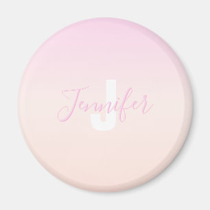 Ljus rosa och persikofärgad gradient Ombre Namn & Magnet