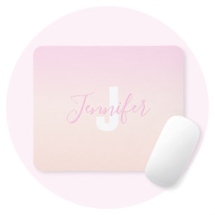 Ljus rosa och persikofärgad gradient Ombre Namn & Musmatta