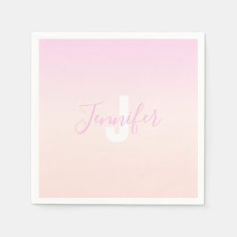Ljus rosa och persikofärgad gradient Ombre Namn &  Pappersservett