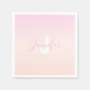 Ljus rosa och persikofärgad gradient Ombre Namn & Pappersservett