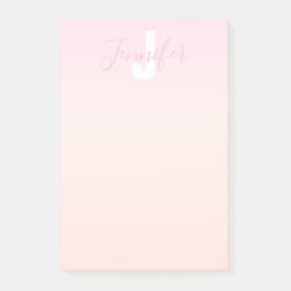Ljus rosa och persikofärgad gradient Ombre Namn &  Post-it Block