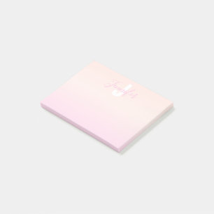 Ljus rosa och persikofärgad gradient Ombre Namn & Post-it Block