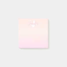 Ljus rosa och persikofärgad gradient Ombre Namn &  Post-it Block