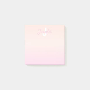 Ljus rosa och persikofärgad gradient Ombre Namn & Post-it Block