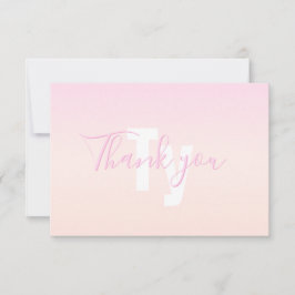 Ljus rosa och persikofärgad gradient Ombre Namn &  Tack Kort