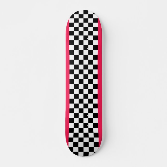 Ljus rosa och schackbräde mini skateboard bräda 18,5 cm (Framsida)