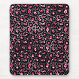 Ljus rosa och svart glamourdjurskprint musmatta