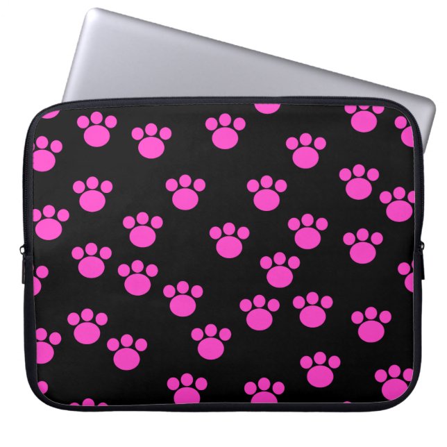 Ljus rosa och svart tasstryckmodell laptop sleeve (Framsidan)