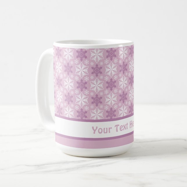 Ljus Rosa och vintervitsnöflake Mönster Kaffemugg (Framsida vänster)