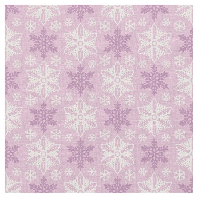 Ljus Rosa och vintervitsnöflake Mönster Tyg (Närbild)