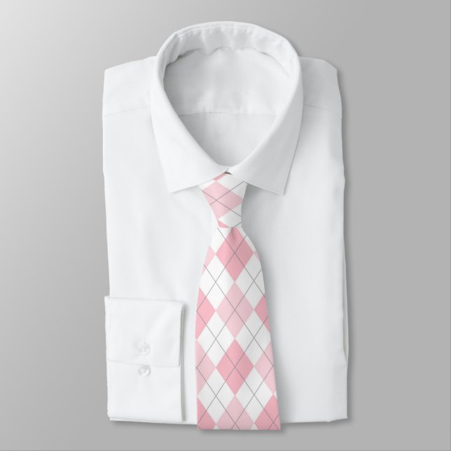 Ljus rosa och vit argyle Necktie Slips (Bunden)