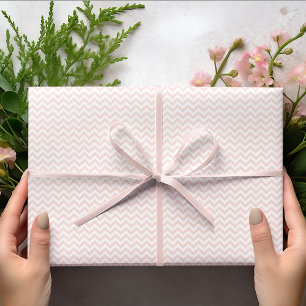 Ljus rosa och vit Chevron Rand Baby Shower Presentpapper