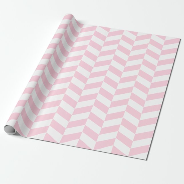ljus rosa och vit Extra Large Herringbone Presentpapper (Utrullad)