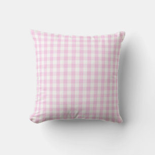 ljus rosa och vit gingham mönster-pepparskiva kudde