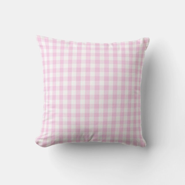 ljus rosa och vit gingham mönster-pepparskiva kudde (Framsida)