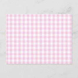 ljus rosa och vit gingham mönster-pepparskiva vykort