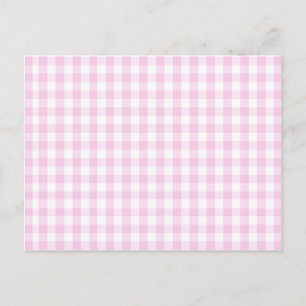 ljus rosa och vit gingham mönster-pepparskiva vykort