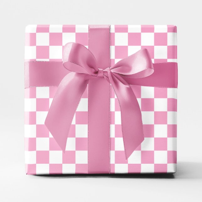 Ljus rosa och vit kontroll presentpapper (Light Pink and White Checkered Wrapping Paper)