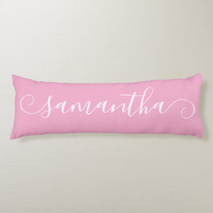 Ljus rosa och vit kute Curl Namnteckning Namn Kroppskudde