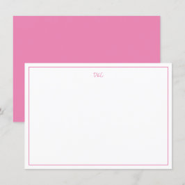 Ljus Rosa och vit monogrammad platt inbjudan