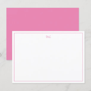 Ljus Rosa och vit monogrammad platt inbjudan