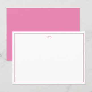 Ljus Rosa och vit monogrammad platt inbjudan