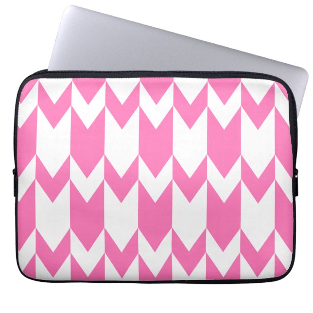 Ljus rosa- och vitsparremodell laptop sleeve (Framsidan)