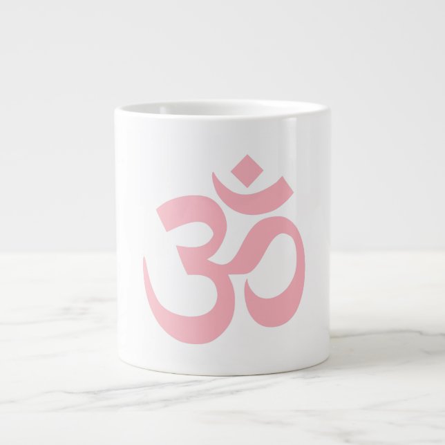 Ljus rosa Om-symbol Jumbo Mugg (Framsidan)