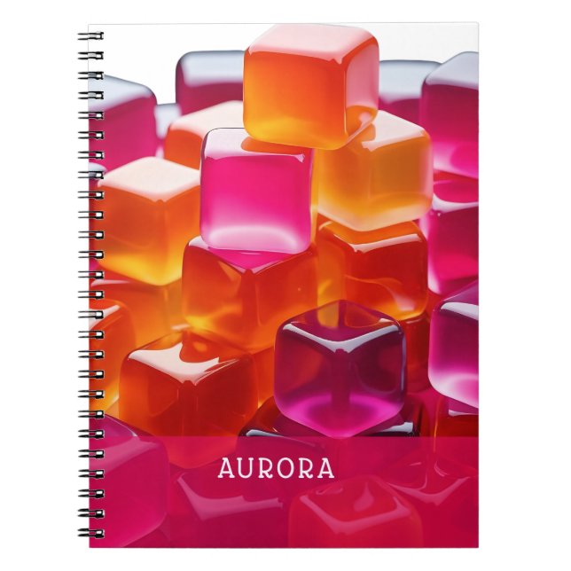 Ljus rosa orange abstrakta gelékuber anteckningsbok (Framsidan)