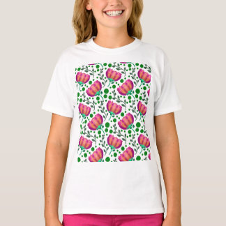 Ljus rosa orange blomster mönster t shirt