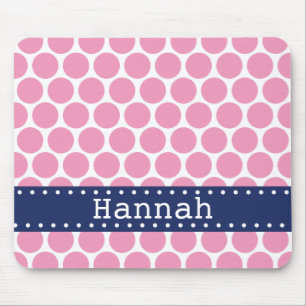 Ljus rosa Polka Dot Mönster Blue Banner Musmatta