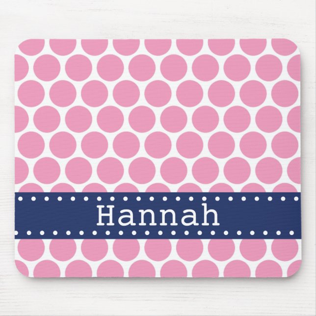 Ljus rosa Polka Dot Mönster Blue Banner Musmatta (Framsidan)