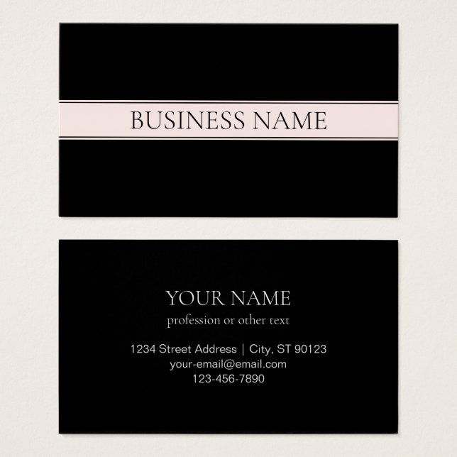 Ljus rosa redigerbar text för  Rand & Elegant Visitkort (Framsida & baksida)