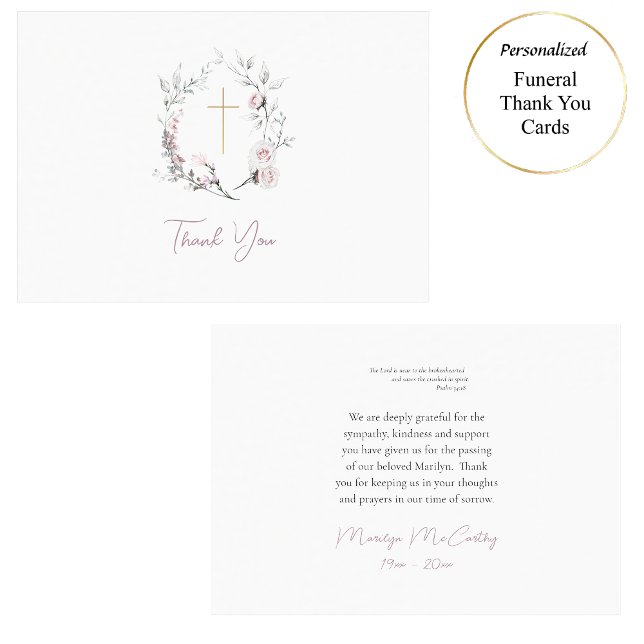 Ljus rosa Ro Wanderomersk katolsk begravning Tack Kort (Skapare uppladdad)