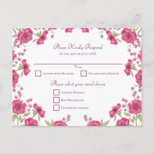 Ljus rosa ros bröllop RSVP Helg Vykort