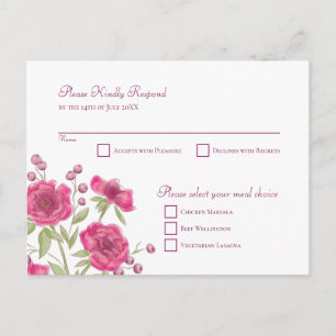 Ljus rosa ros bröllop RSVP-svar Helg Vykort