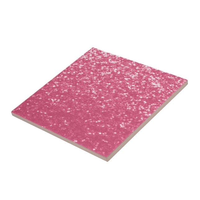 Ljus rosa ros falska gnistor glitter kakelplatta (Sidan)