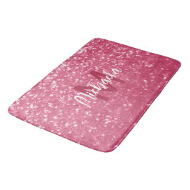 Ljus rosa ros falska gnistor glitter Monogram Badrumsmatta