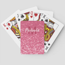 Ljus rosa ros falska gnistor glitter Monogram Casinokort