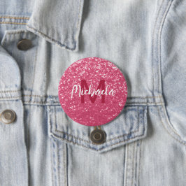 Ljus rosa ros falska gnistor glitter Monogram Knapp